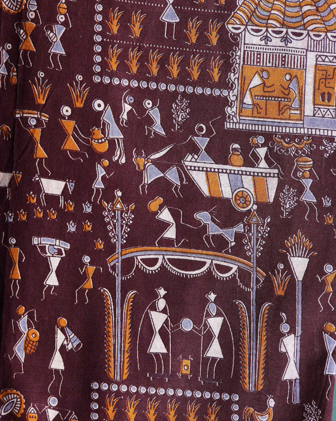 Elegant Traditional Printed Unstitched Blouse Material - Purple