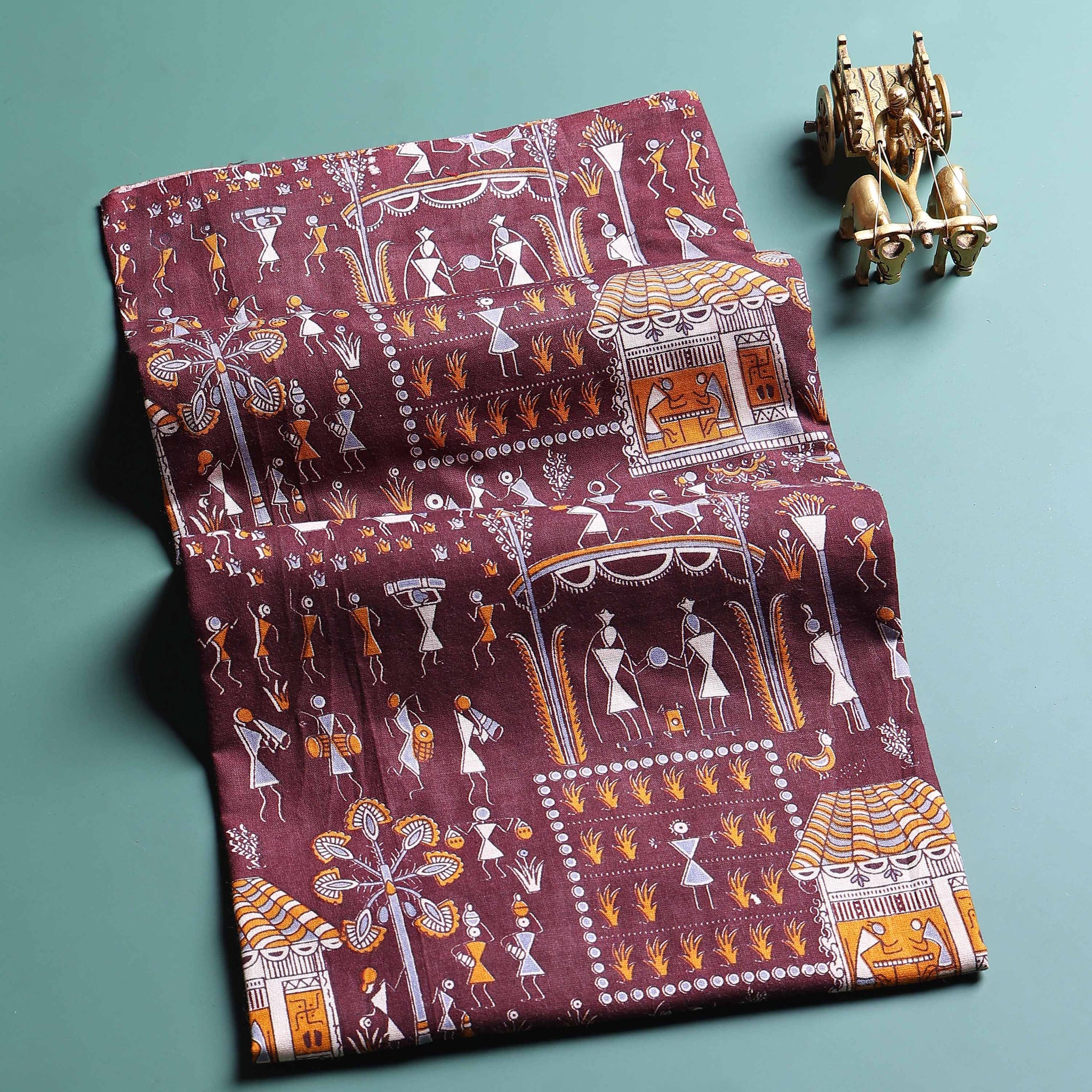 Elegant Traditional Printed Unstitched Blouse Material - Purple