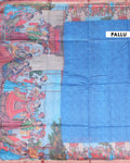 Elegant Traditional Semi-Silk Saree with Intricate Kalamkari-Inspired Print - Blue-Pallu