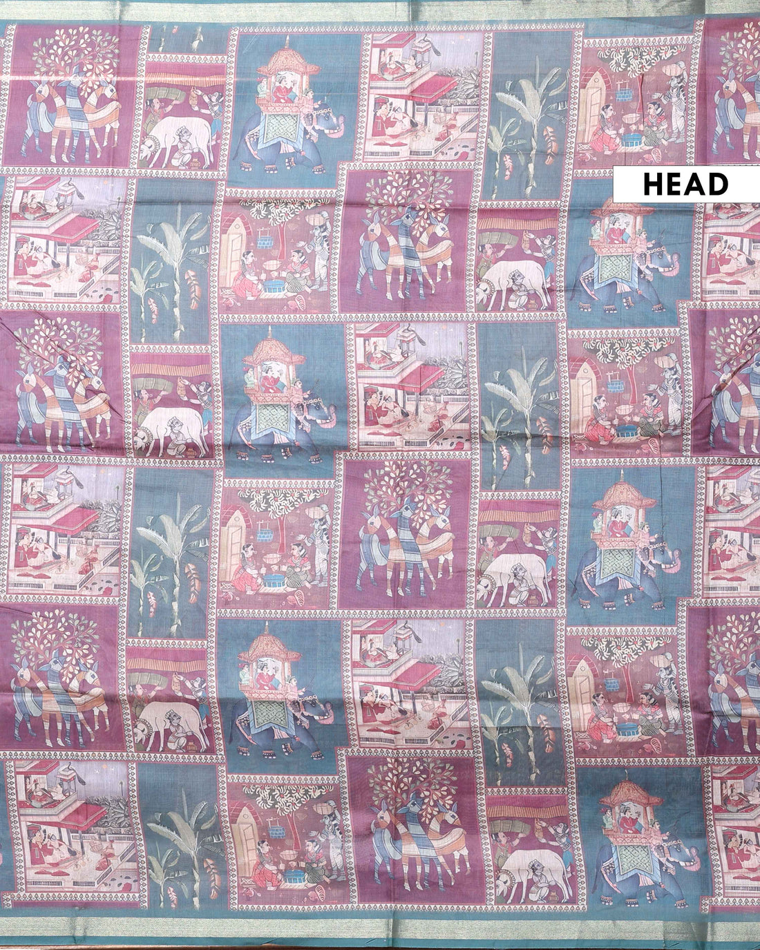 Elegant Traditional Semi-Silk Saree with Kalamkari-Inspired Motifs and Zari Border - Multi
