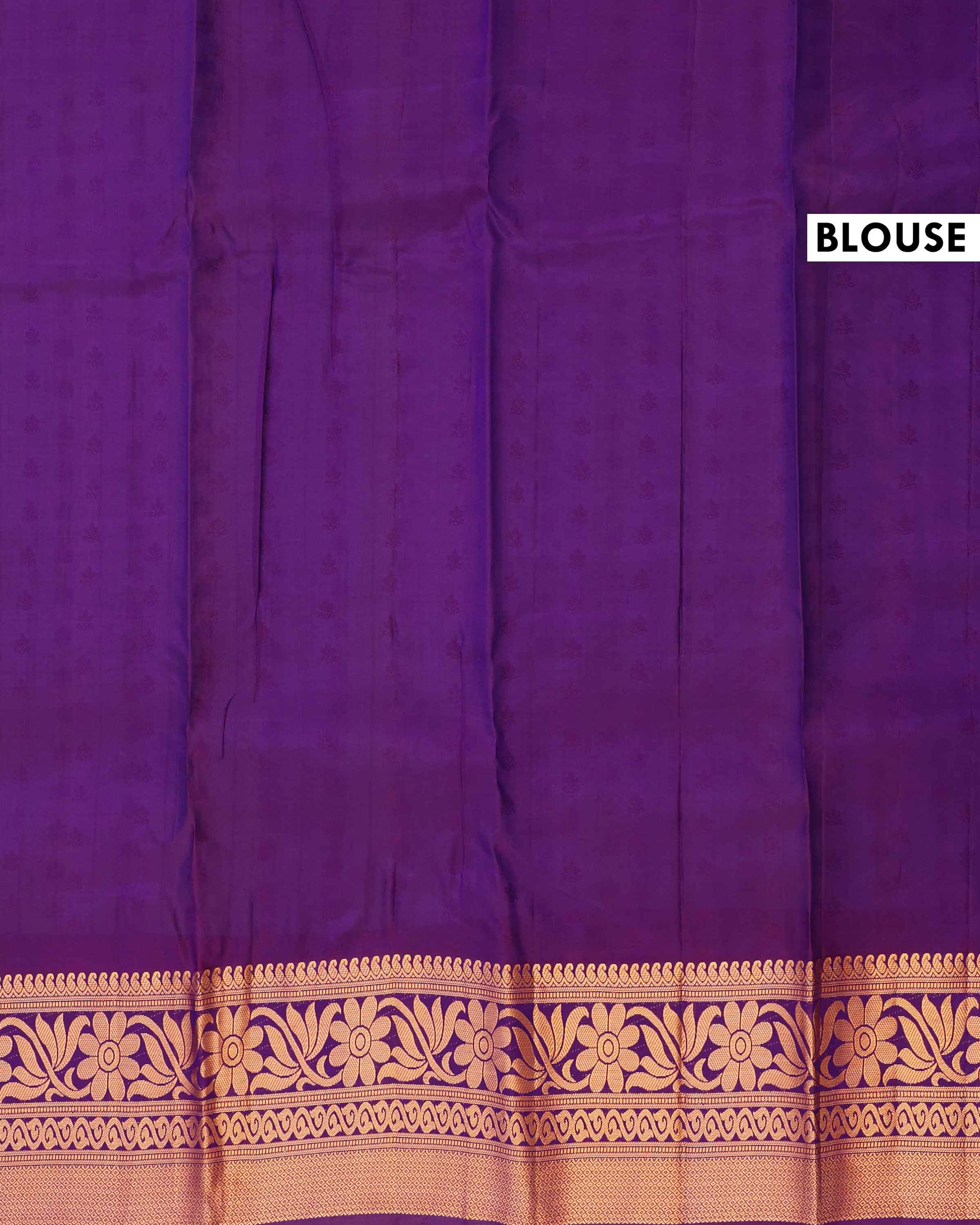 Elegant Traditional Silk Saree with Delicate Zari Buttas Linear Pattern Weaving and Ornate Floral Border- Purple-Blouse