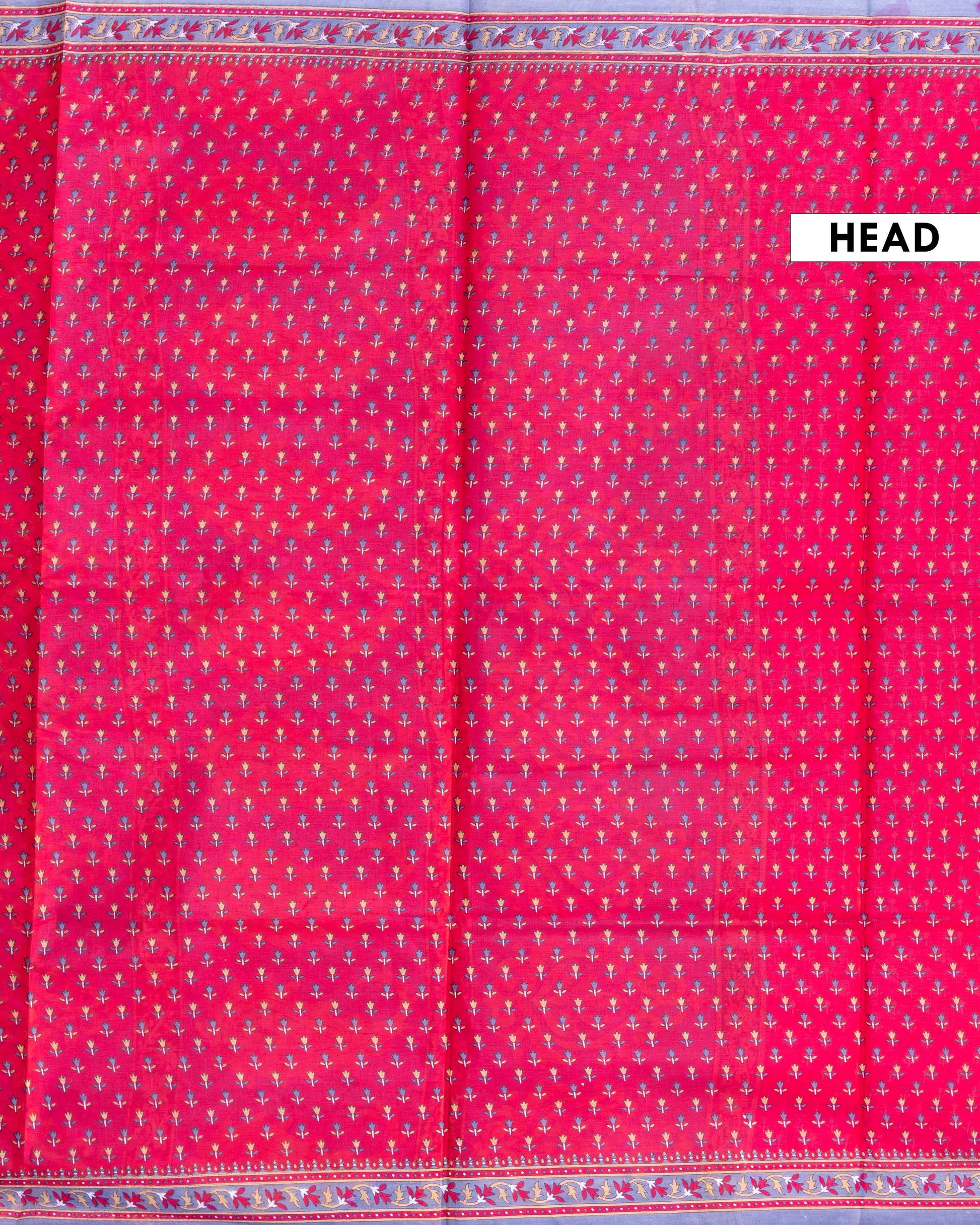 Elegant Voile Cotton Saree with All-Over Floral Jaal and Printed Border - Red