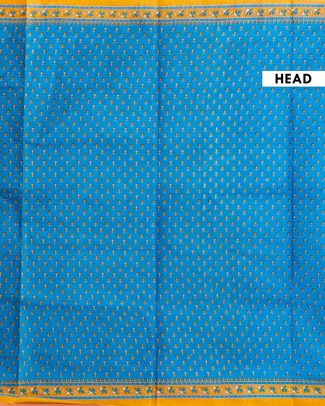 Elegant Voile Cotton Saree with Block Print Motif and Contrasting Border - Blue