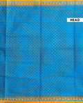 Elegant Voile Cotton Saree with Block Print Motif and Contrasting Border - Blue