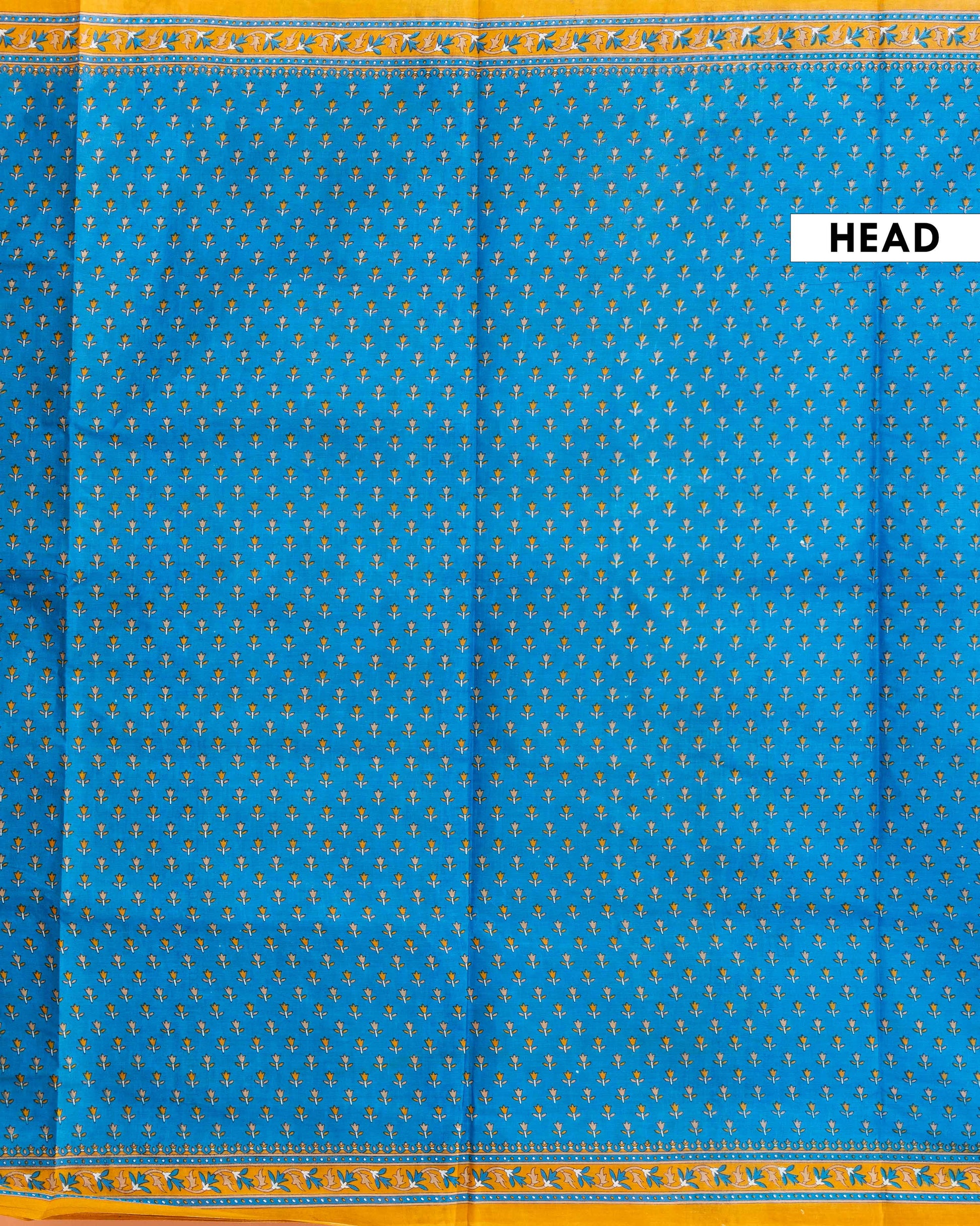 Elegant Voile Cotton Saree with Block Print Motif and Contrasting Border - Blue