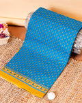 Elegant Voile Cotton Saree with Block Print Motif and Contrasting Border - Blue