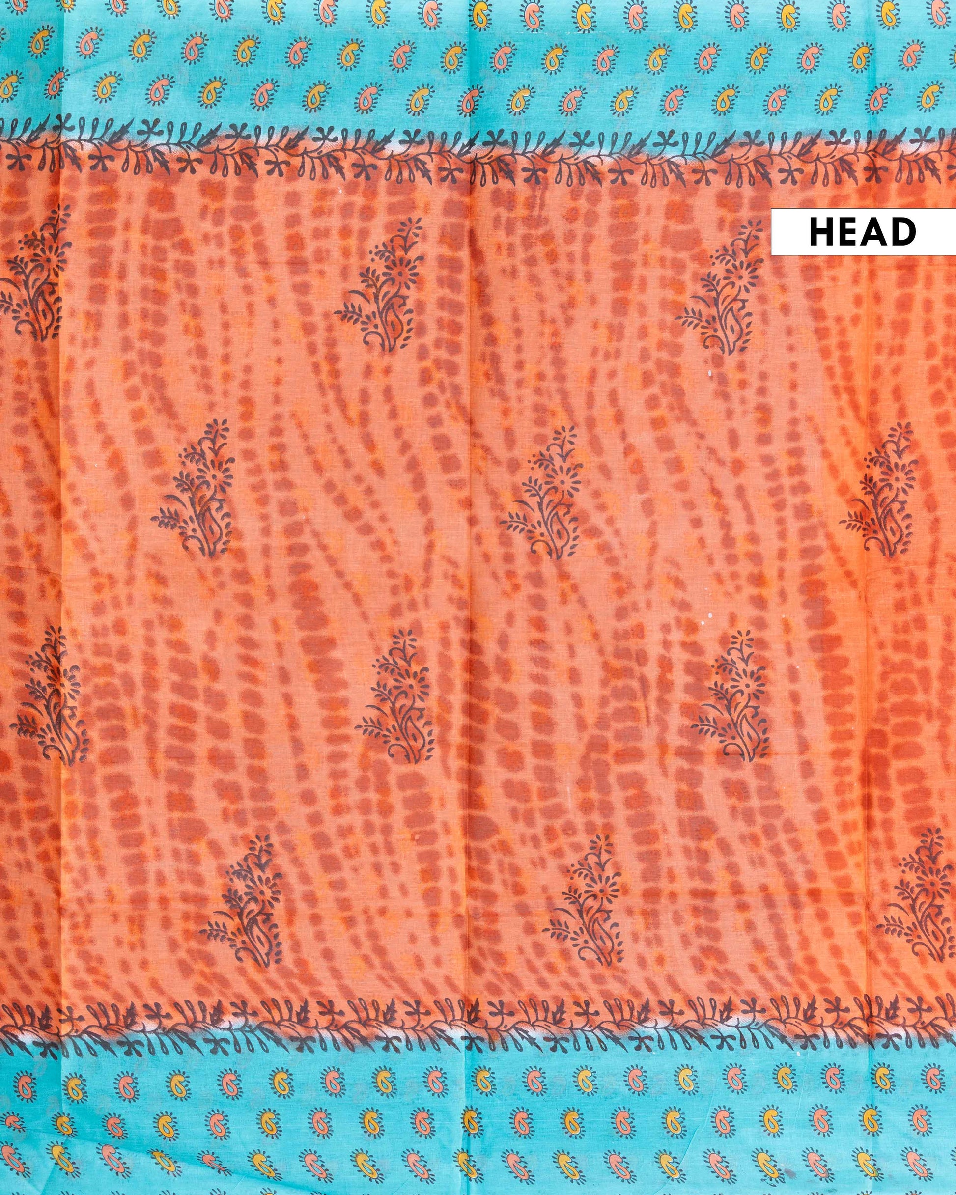 Elegant Voile Cotton Saree with Tie Dye Inspired Body and Detailed Border - Orange