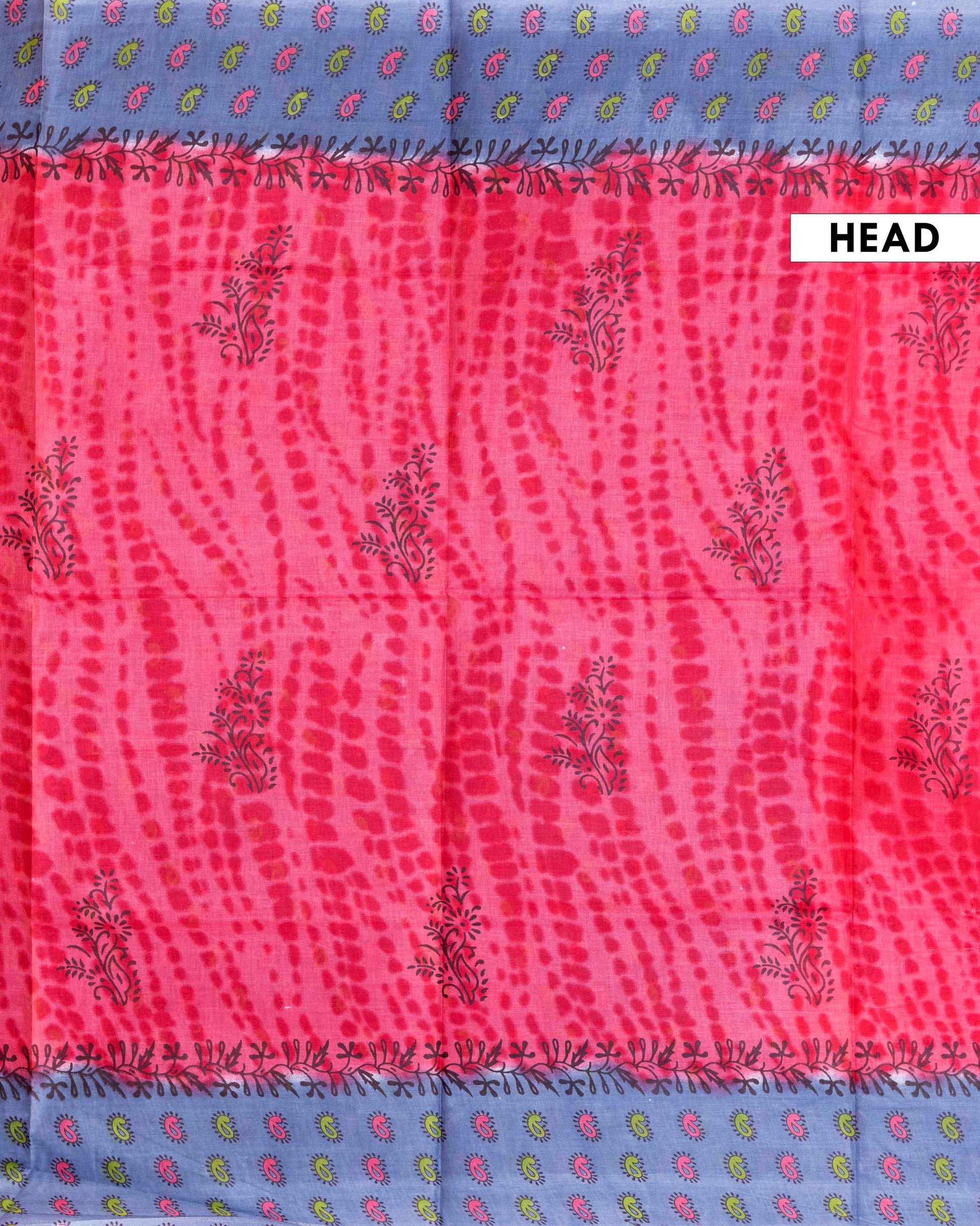 Elegant Voile Cotton Saree with Tie Dye Inspired Body and Detailed Border - Peach