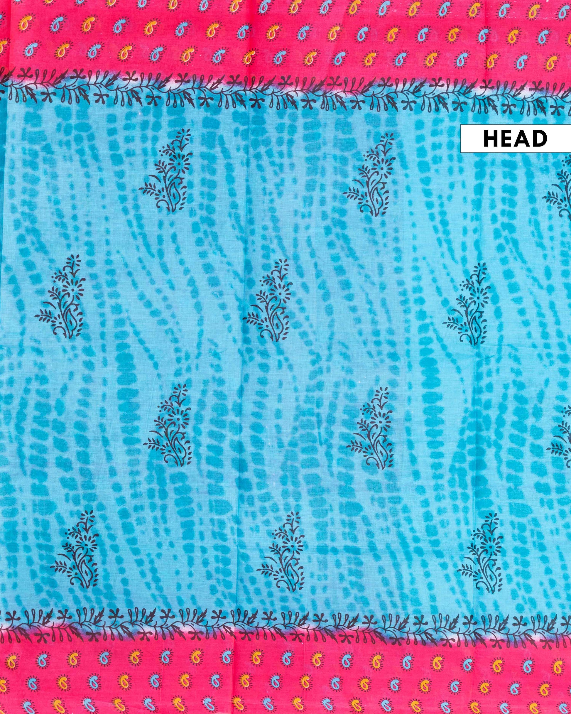 Elegant Voile Cotton Saree with Tie Dye and Contrast Paisley Border - Sky Blue