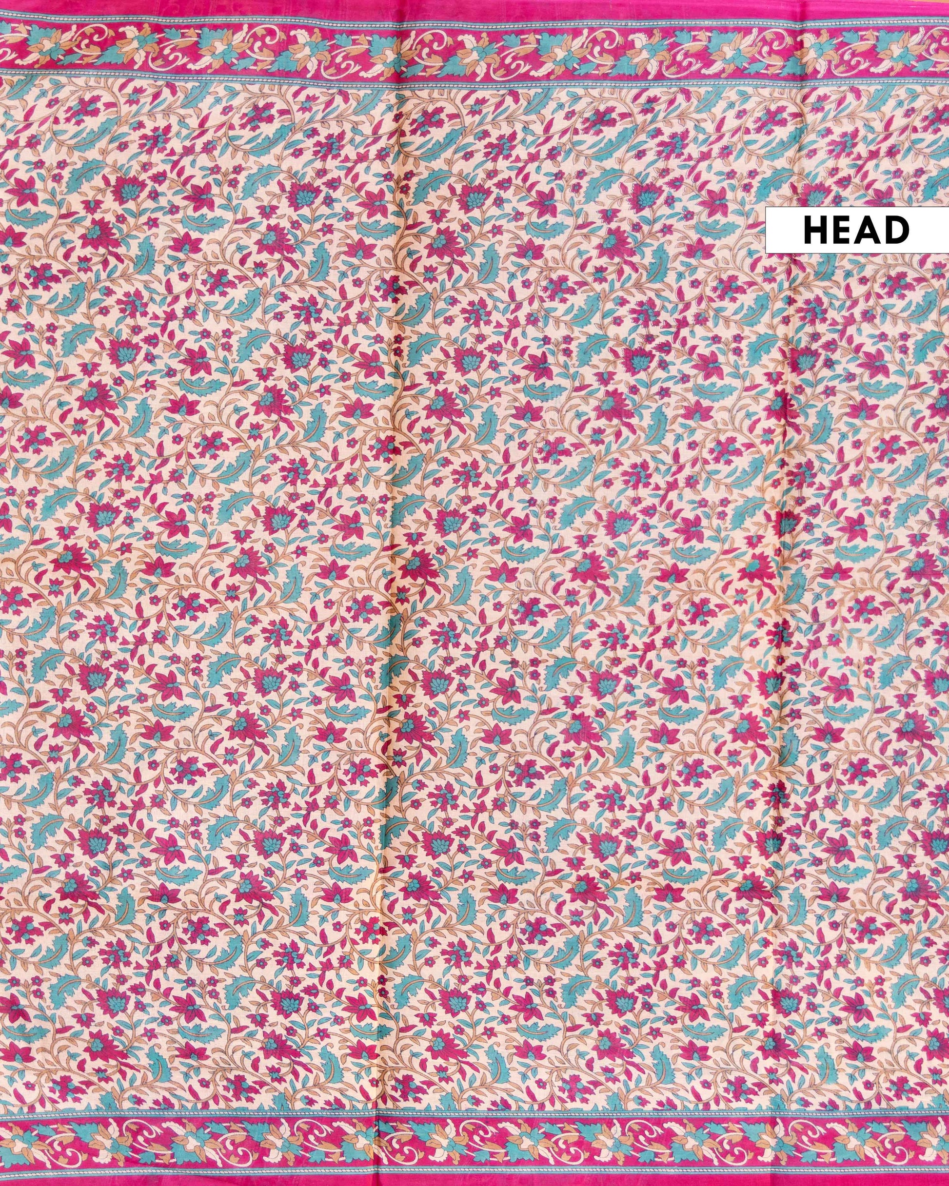 Elegant Voile Cotton Saree with Traditional Floral Motif - Sandal