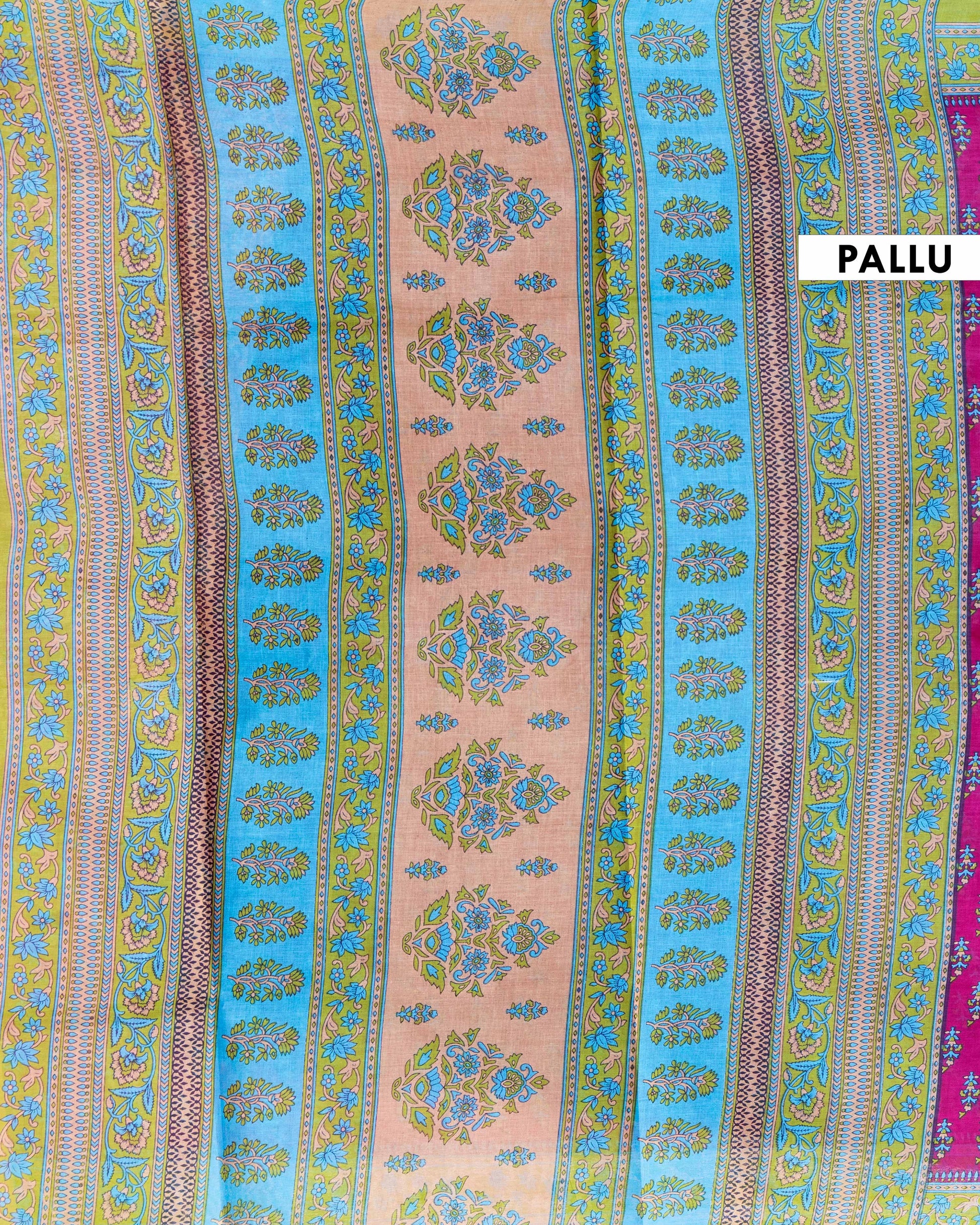 Elegant Voile Cotton Saree with Traditional Paisley and Floral Border - Purple