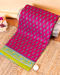 Elegant Voile Cotton Saree with Traditional Paisley and Floral Border - Purple