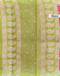 Elegant Voile Cotton Saree with a Traditional Floral Print and a Striped Border Detail - Dark Pink