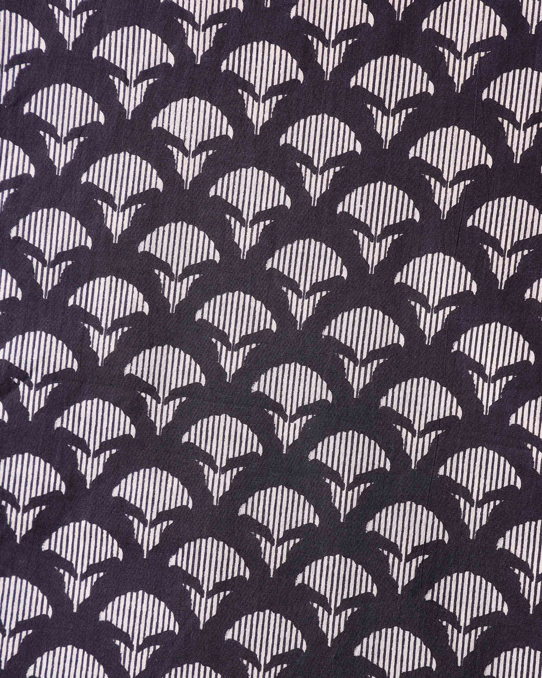 Elegant Wave Motif Print Unstitched Blouse Material - Black