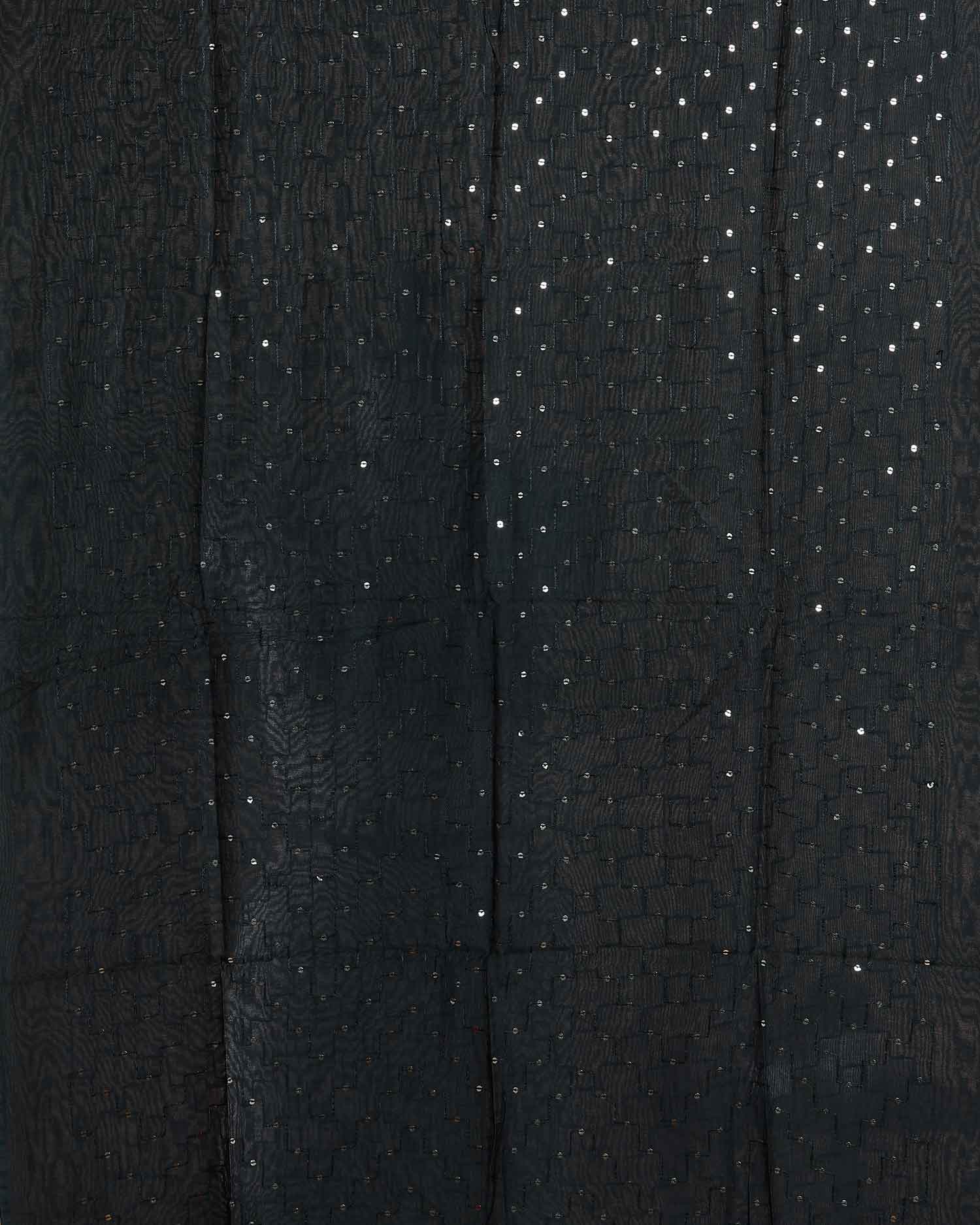 Elegant Women’s Designer Dupatta with Delicate Sequin Butta Embroidery, Dark Green