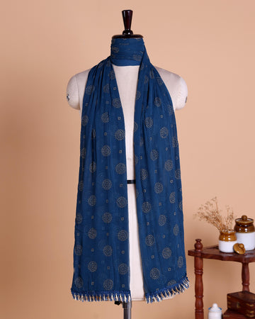 Elegant Women’s Dupatta with All Over Circular Sequin Butta Motifs with Delicate Embroidery & Tassel Border, Teal