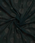 Elegant Women’s Dupatta with All Over Circular Sequin Butta Motifs with Delicate Embroidery & Tassel Border - Dark Green-Close Up