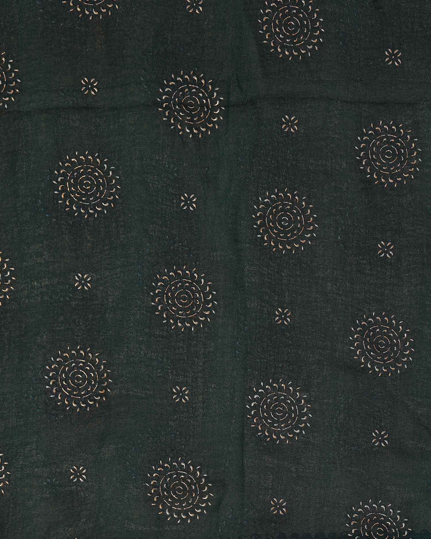 Elegant Women’s Dupatta with All Over Circular Sequin Butta Motifs with Delicate Embroidery & Tassel Border - Dark Green-Full Image
