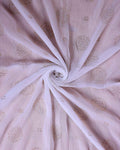 Elegant Women’s Dupatta with All Over Circular Sequin Butta Motifs with Delicate Embroidery & Tassel Border - White-Close Up