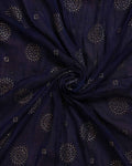 Elegant Women’s Dupatta with All Over Circular Sequin Butta Motifs with Delicate Embroidery & Tassel Border, Dark Blue