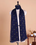 Elegant Women’s Dupatta with All Over Circular Sequin Butta Motifs with Delicate Embroidery & Tassel Border, Dark Blue
