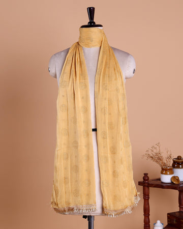 Elegant Women’s Embroidered Dupatta with All Over Circular Sequin Butta Motif Design - Sandal