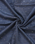 Elegant Women’s Embroidered Dupatta with Delicate All-Over Sequin Butta Work - Dark Grey-Close Up