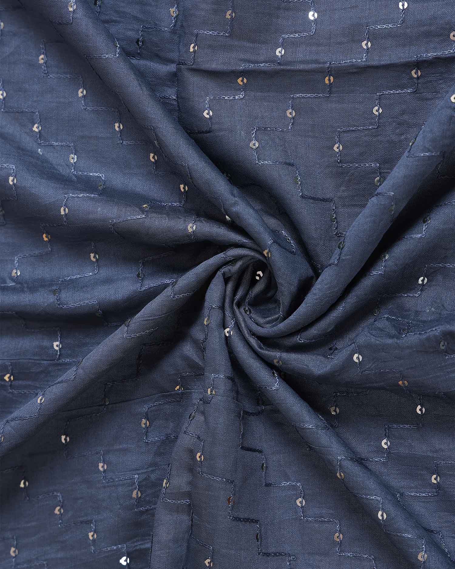 Elegant Women’s Embroidered Dupatta with Delicate All-Over Sequin Butta Work - Dark Grey-Close Up