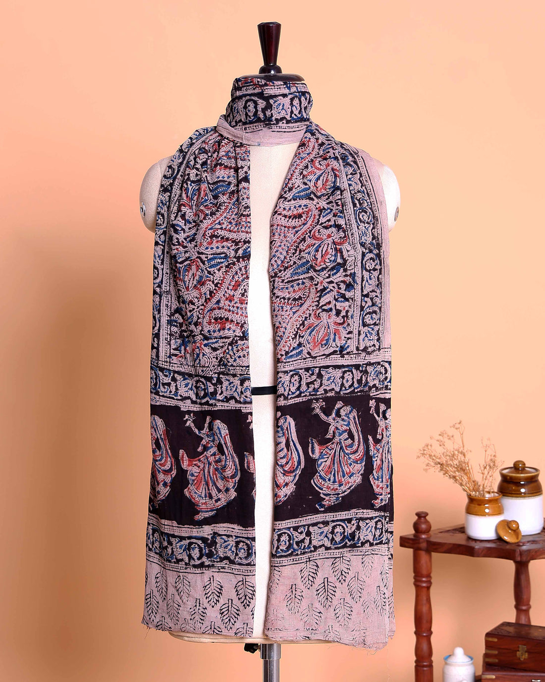 Elegant Women’s Kalamkari Inspired Printed Dupatta with Intricate Ethnic Motifs Floral and Figurative Patterns - Multi