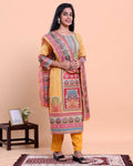 Elegant Women's Printed Straight Salwar Suit Set with Dupatta - Yellow