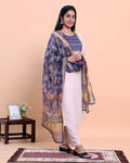Elegant Women's Printed Yoke Straight Salwar Suit Set with Dupatta - Light Pink