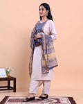 Elegant Women's Printed Yoke Straight Salwar Suit Set with Dupatta - Light Pink