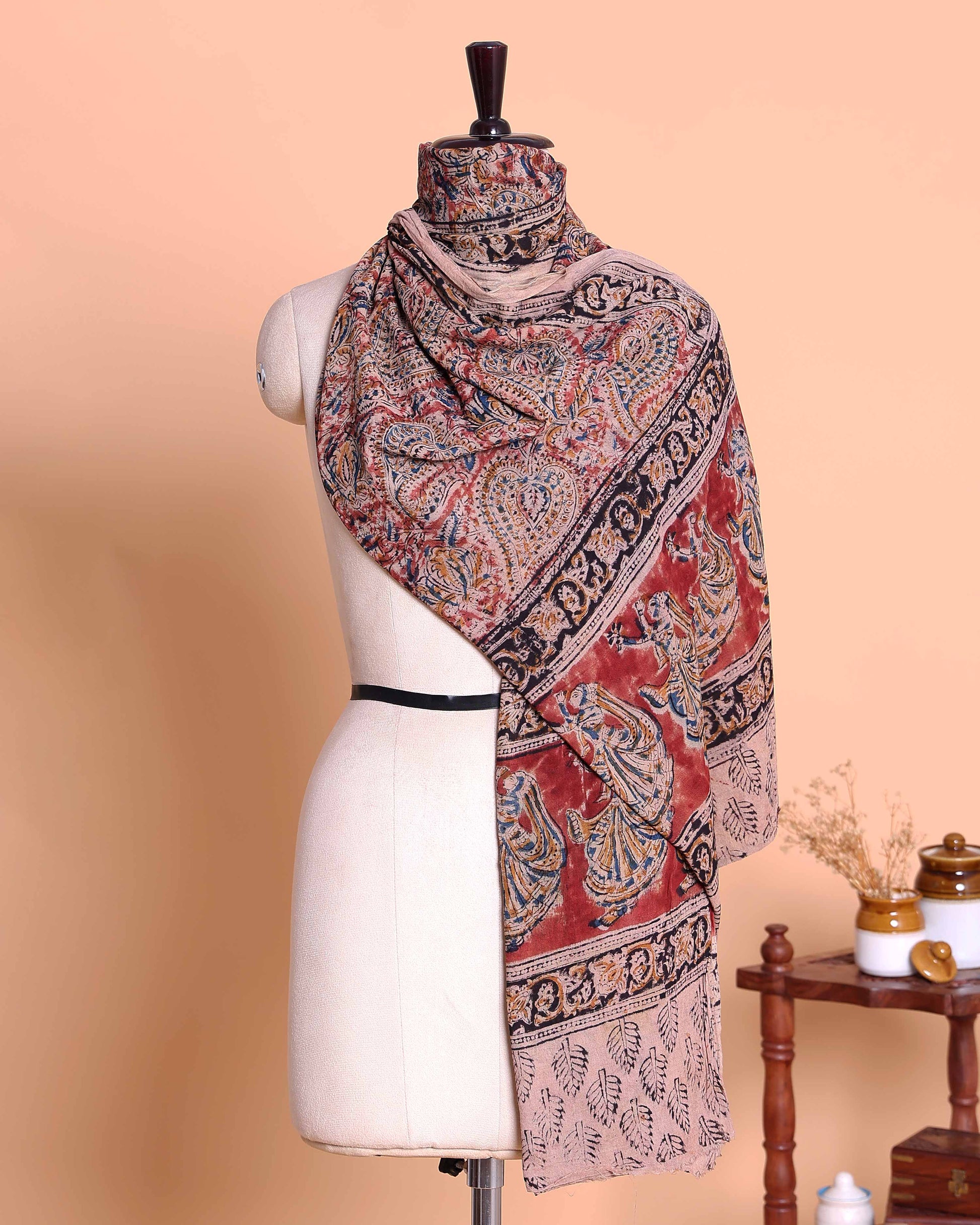 Elegant Women’s Traditional Handcrafted Printed Dupatta with Intricate Ethnic Motifs & Border - Border Close