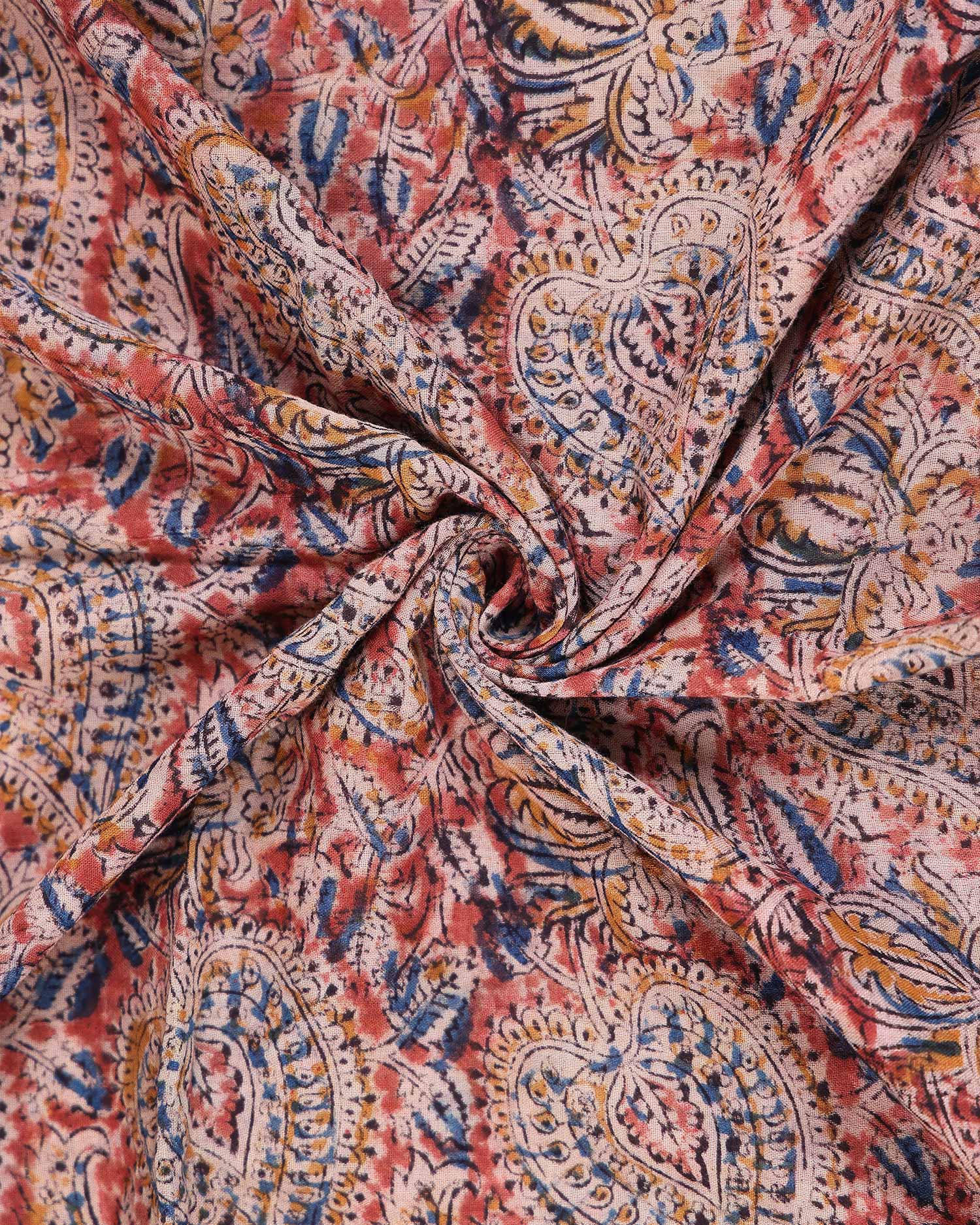 Elegant Women’s Traditional Handcrafted Printed Dupatta with Intricate Ethnic Motifs & Border - Close Up