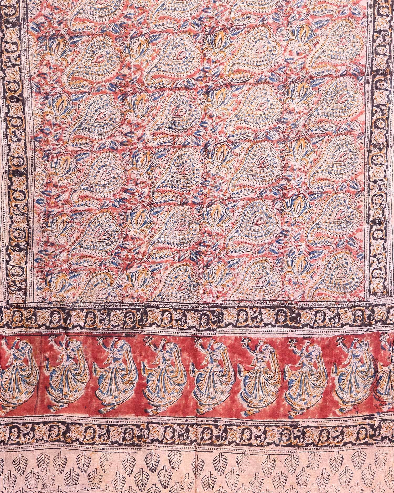 Elegant Women’s Traditional Handcrafted Printed Dupatta with Intricate Ethnic Motifs & Border - Full Image