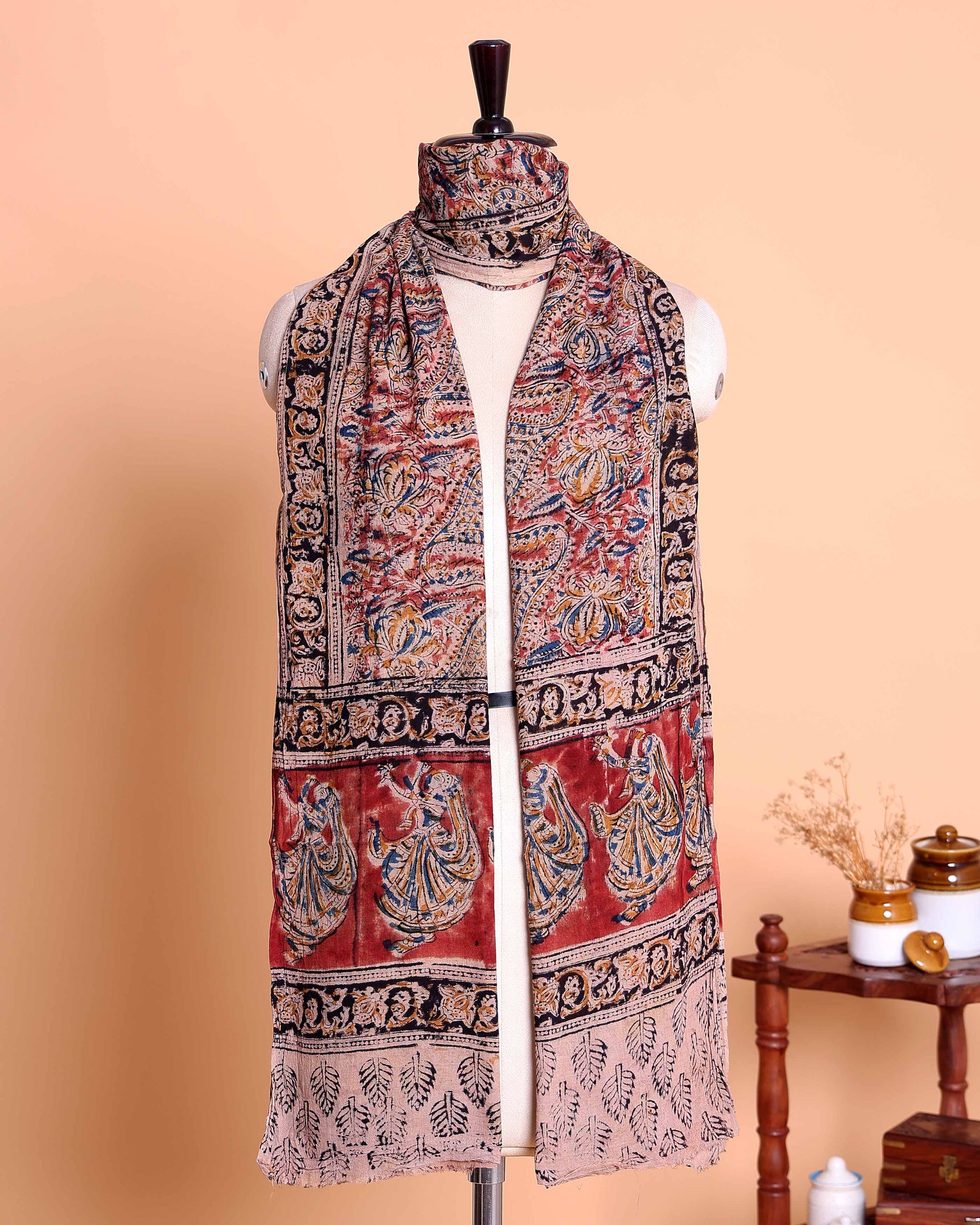 Elegant Women’s Traditional Handcrafted Printed Dupatta with Intricate Ethnic Motifs & Border - Multi