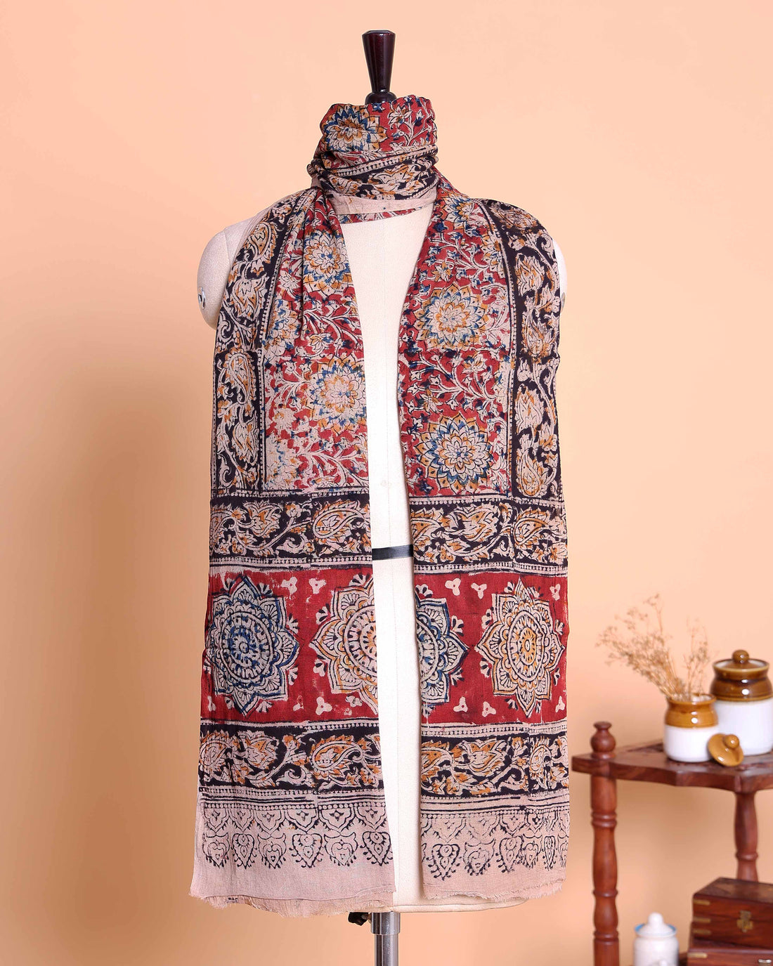 Elegant Women’s Traditional Printed Dupatta with All-Over Floral Buta and Mandala Border Design - Multi