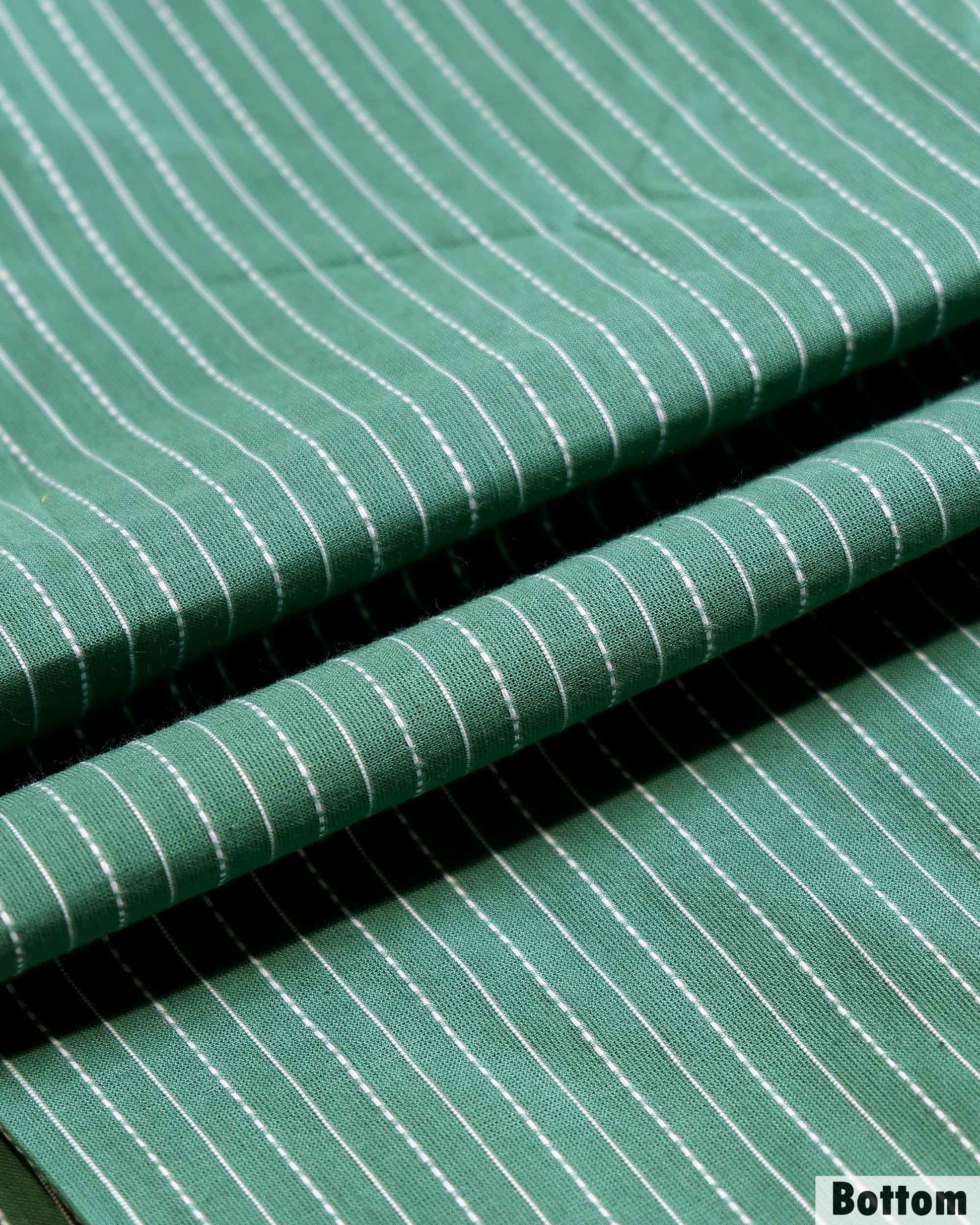 Elegant Women’s Unstitched Salwar Material Set Striped Bottom 2 Mtr - Green