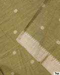 Elegant Women’s Unstitched Salwar Material Set with Woven Motif Top 2.5 Mtr & Contrast Border - Olive Green