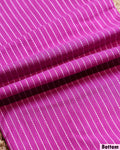 Elegant Women’s Unstitched Salwar Material Set with Woven Motif Top 2.5 Mtr, Striped Bottom 2 Mtr and 2.25 Mtr Dupatta - Bright Pink-Bottom