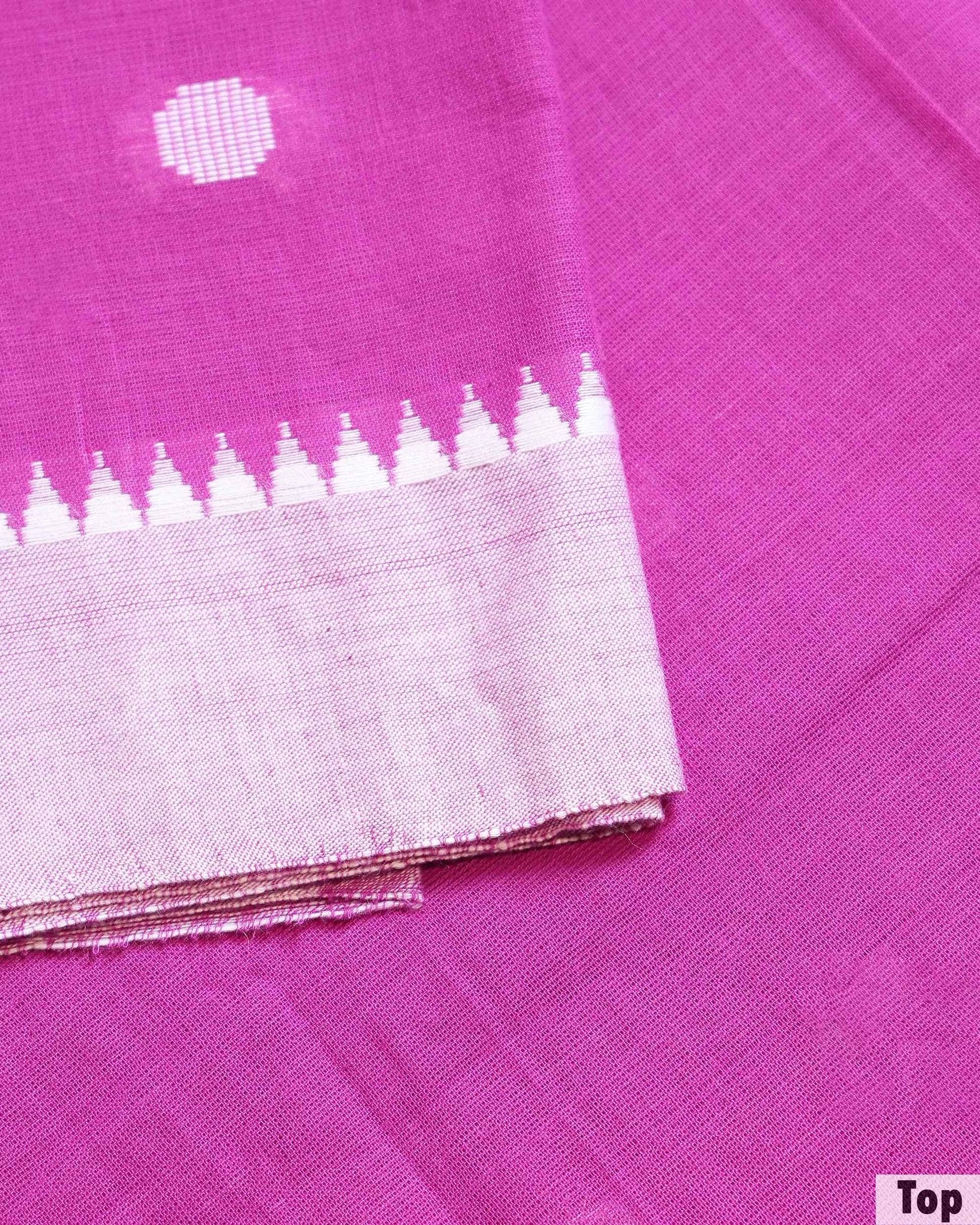 Elegant Women’s Unstitched Salwar Material Set with Woven Motif Top 2.5 Mtr, Striped Bottom 2 Mtr and 2.25 Mtr Dupatta - Bright Pink-Top