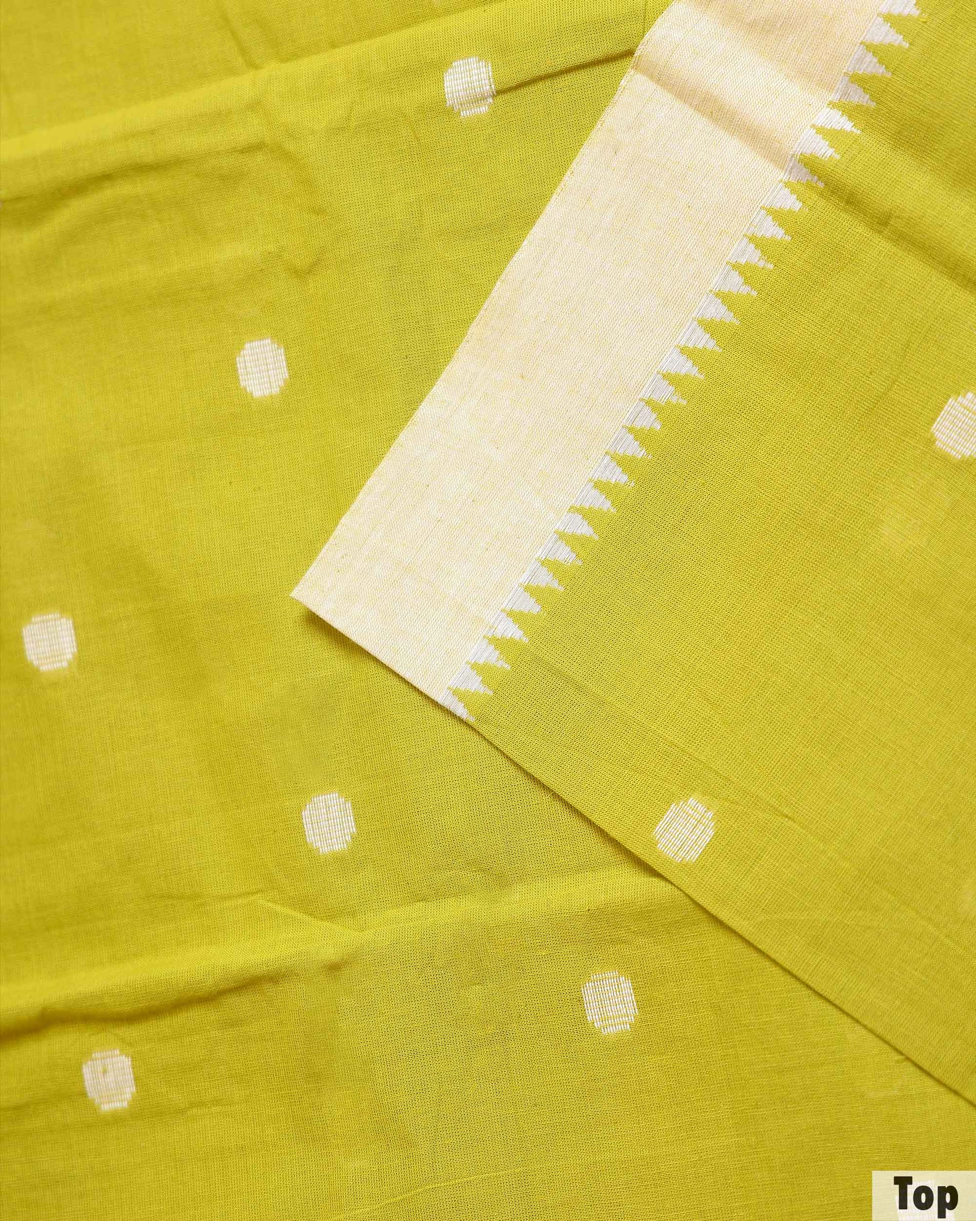 Elegant Women’s Unstitched Salwar Material Set with Woven Motif Top 2.5 Mtr, Striped Bottom 2 Mtr and 2.25 Mtr Dupatta - Light Green-Top
