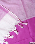 Elegant Women’s Unstitched Salwar Material Set with Woven Motif Top 2.5 Mtr, Striped Bottom 2 Mtr and 2.25 Mtr Dupatta - Pink-Dupatta