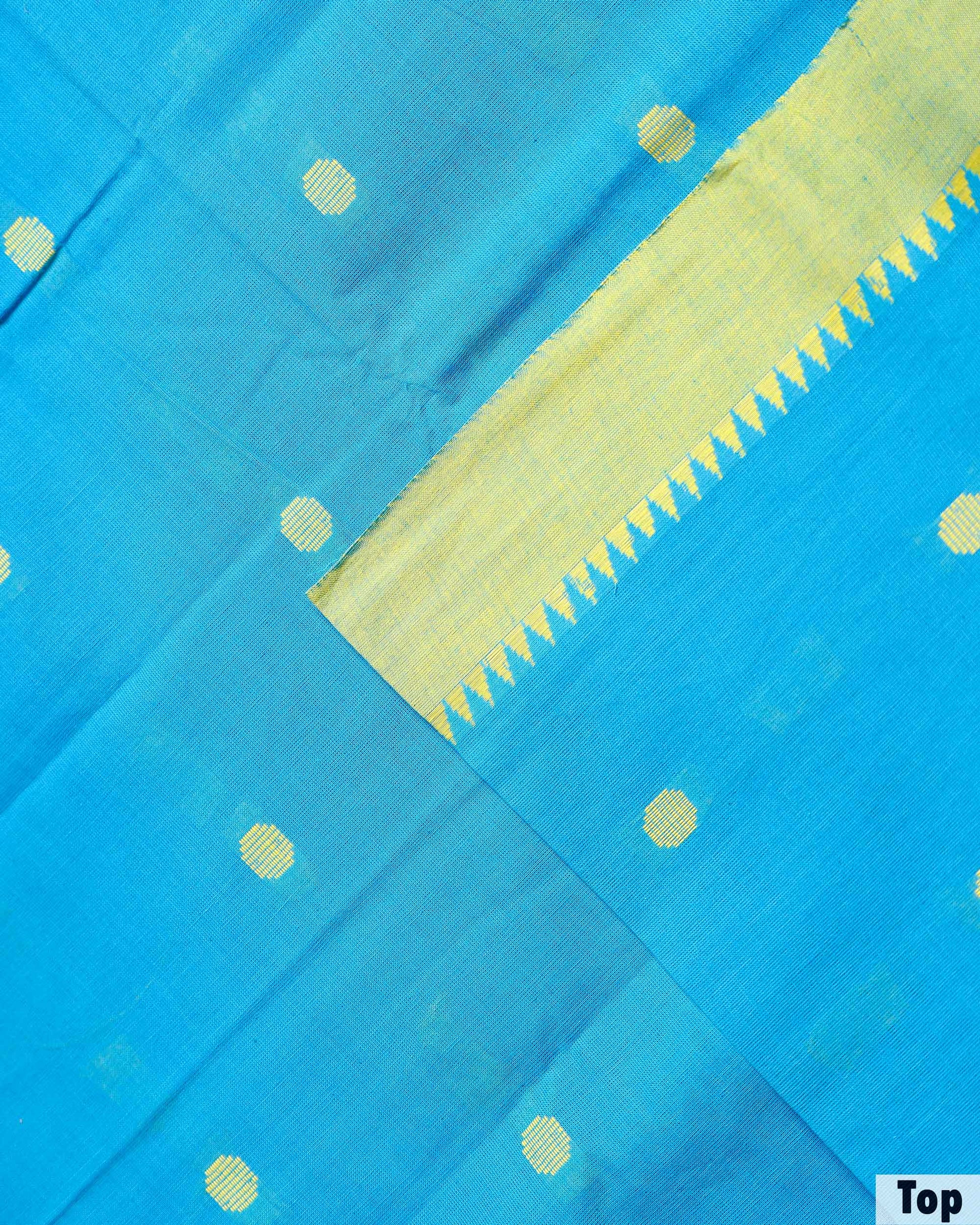 Elegant Women’s Unstitched Salwar Material Set with Woven Motif Top 2.5 Mtr with Contrast Border - Light Blue