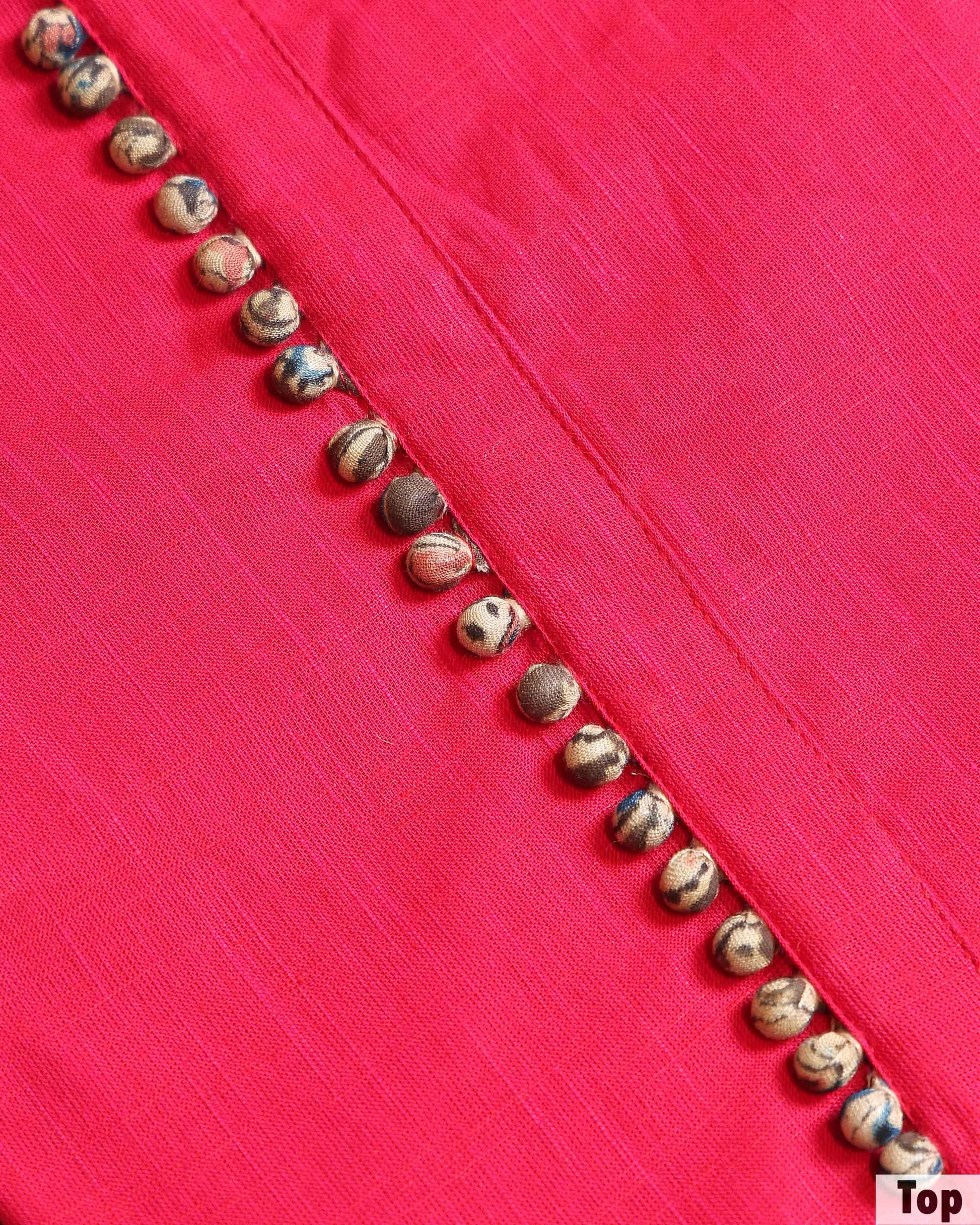 Elegant Women’s Unstitched Salwar Material with Coordinated Top 2.5 Mtr, Pant 2 Mtr and Kalmakari Printed Dupatta 2.25 Mtr, Pink