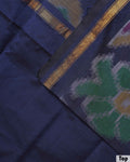 Elegant Women’s Unstitched Salwar Suit Material Set with Traditional Woven Floral Motif Top2.5 Mtr with Contrast Border - Navy Blue