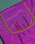 Traditional Hand-Embroidered Blouse Material with Aari Work - Purple