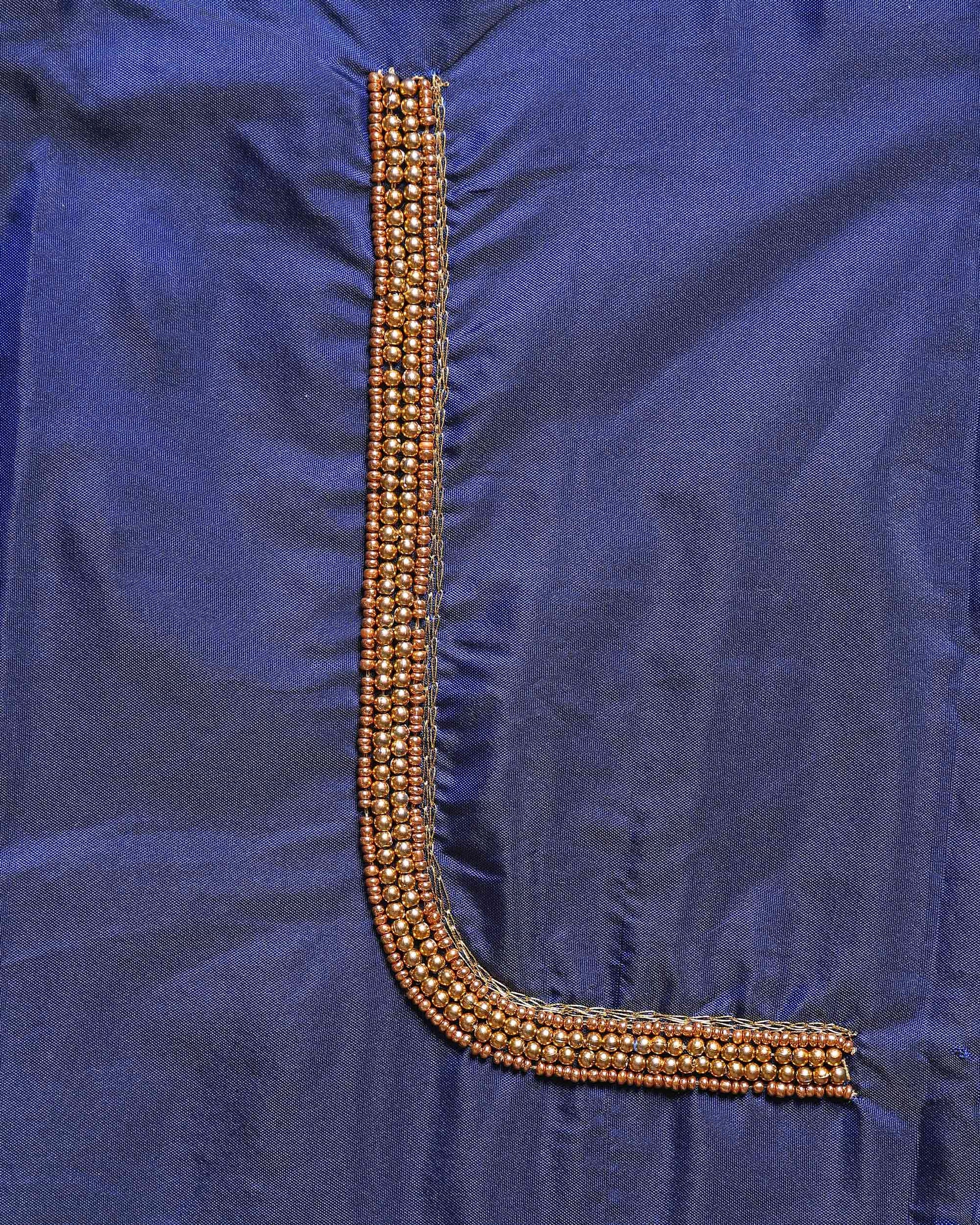 Embroidered Designer Blouse Material with Intricate Bead and Thread Work