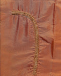 Traditional Embroidered Designer Blouse Material with Intricate Bead and Thread Work - Brown