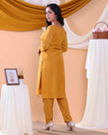 Elegant Embroidered Floral Women's Readymade Salwar Set with Designer Detailing - Yellow